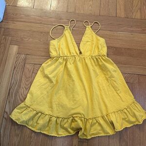 ASOS Yellow Ruffle Hem Tunic Dress strappy Boho Indie Festival